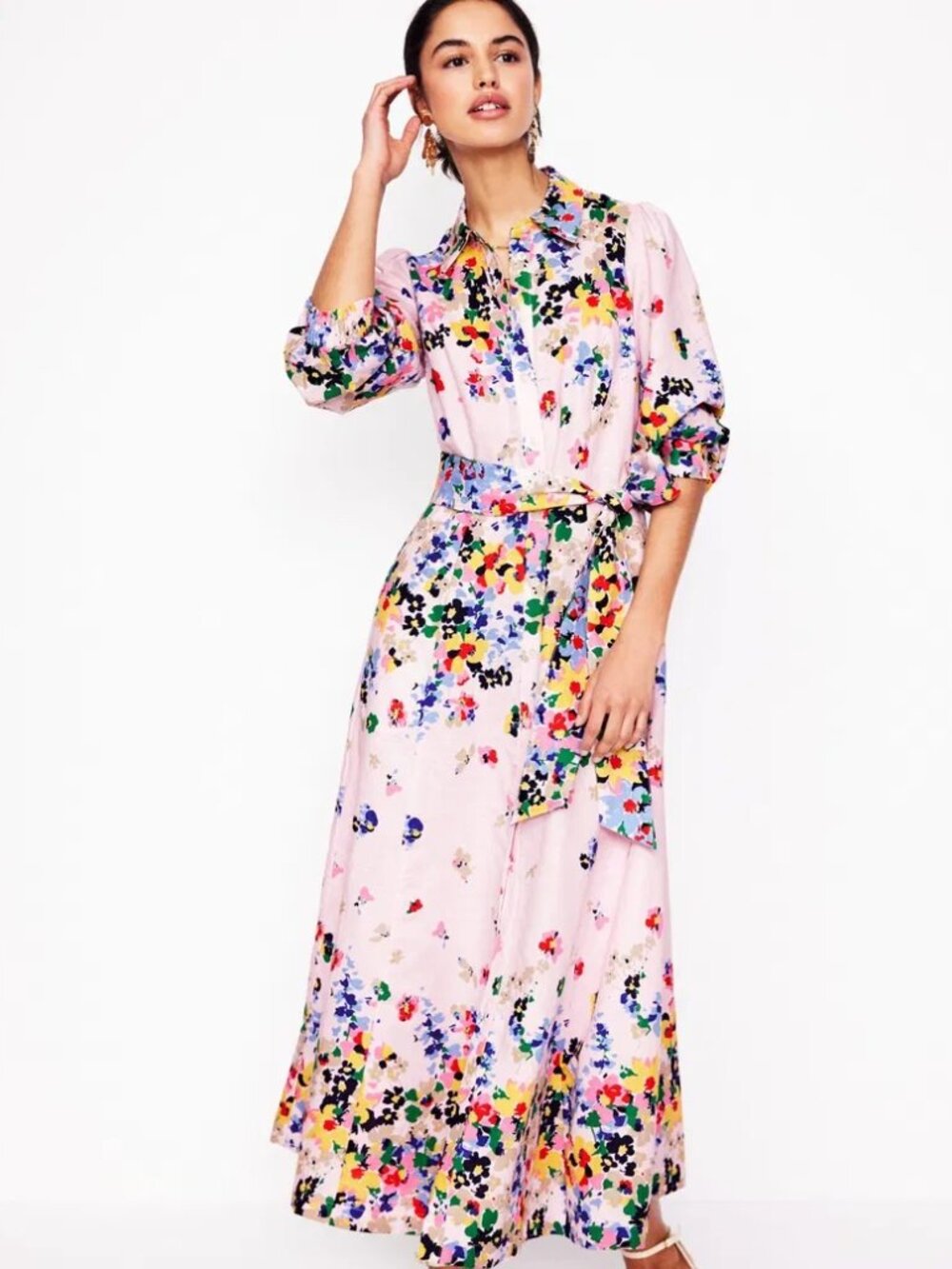 Boden Clara Linen Blend Shirt Dress - Size 8R